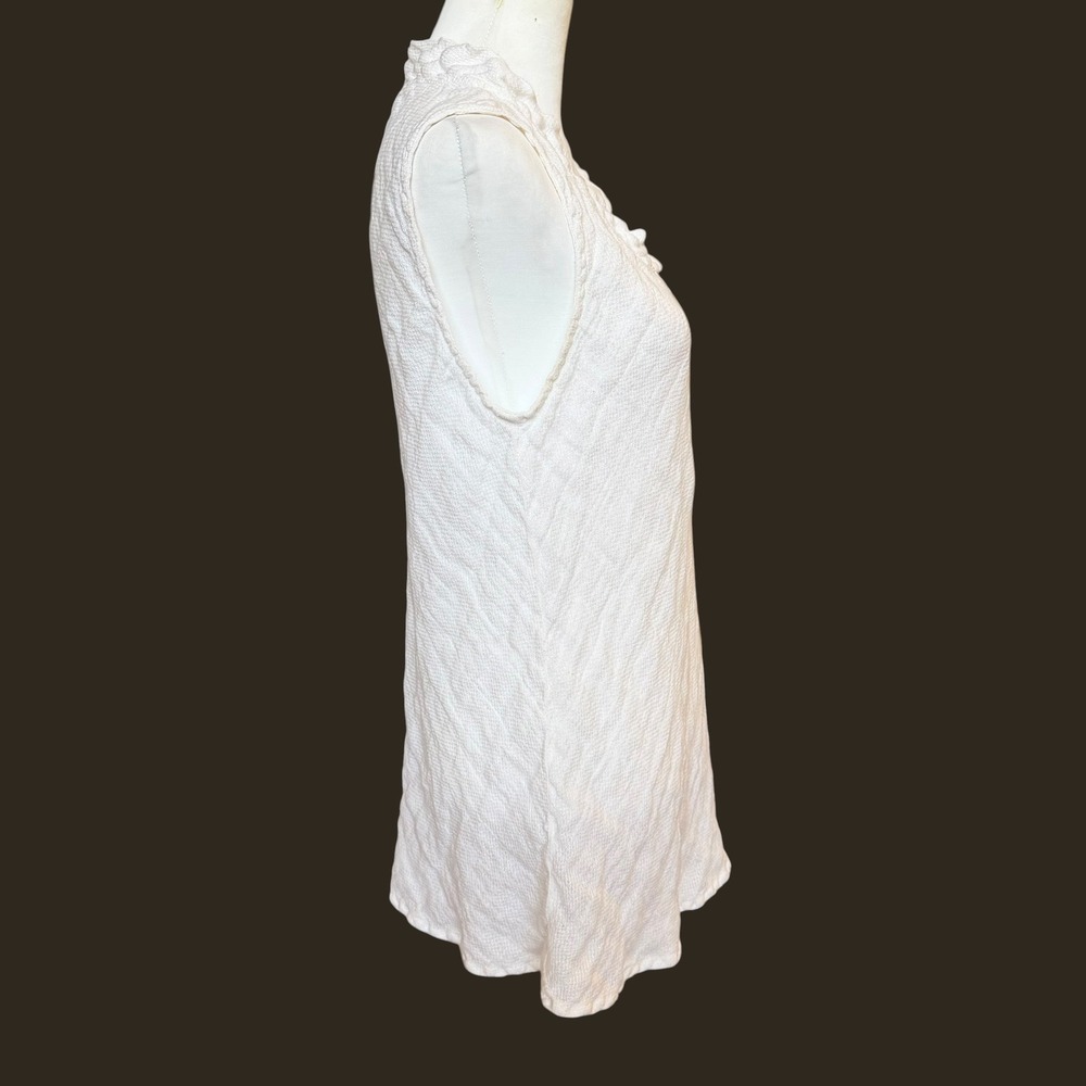 FLAX Linen Tunic Top Women's Medium Ivory Sleeveless Lagenlook Coastal Neutral - Picture 4 of 8